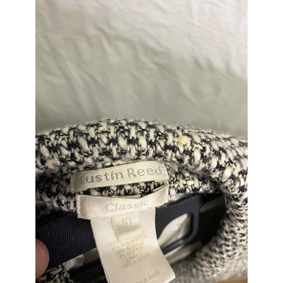 Austin Reed Womens Classic 3 Button Tweed Wool Preppy Blazer Jacket White 10 - Picture 4 of 4